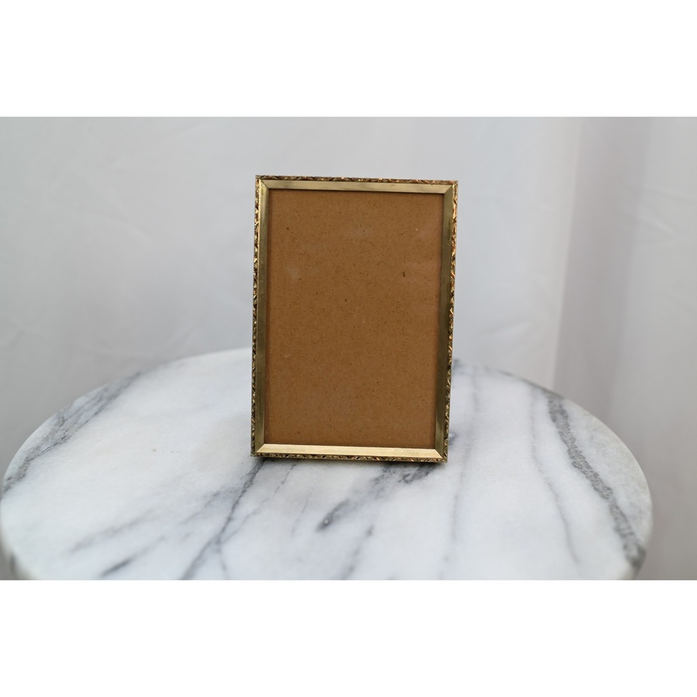 Vintage Brass Tabletop Picture Frame Gold Tone Textured 3.5x5 Photo Size